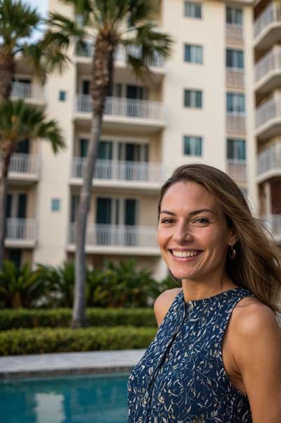 woman in front of her condominium in orlando